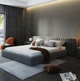 Ribbed Modern Upholstered Bed Frame