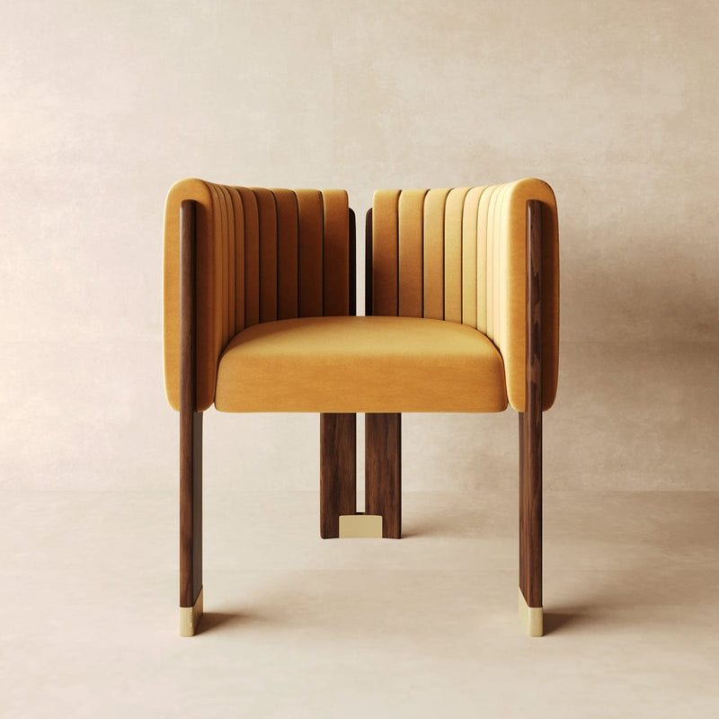 Suede Restaurant Lounge Dining Chair — Tan